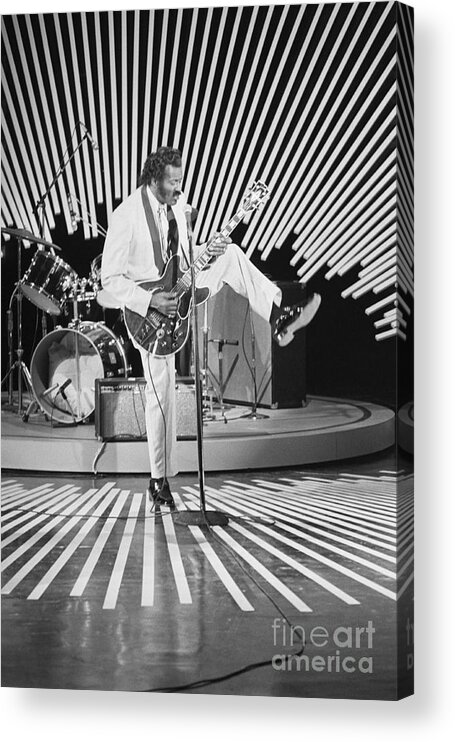 Rock Music Acrylic Print featuring the photograph Chuck Berry Performing For Omnibus by Bettmann