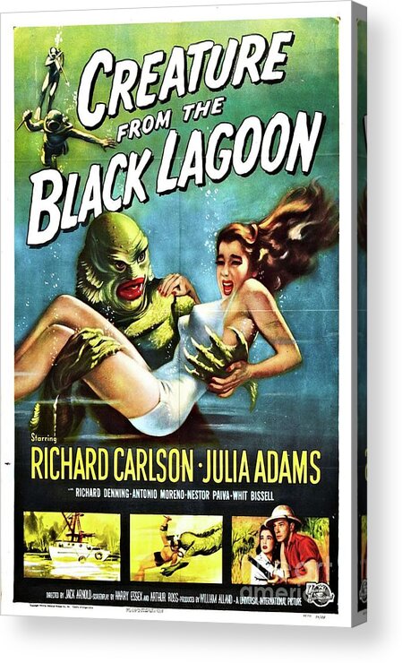 Poster Acrylic Print featuring the painting Classic Movie Poster - Creature From the Black Lagoon by Esoterica Art Agency