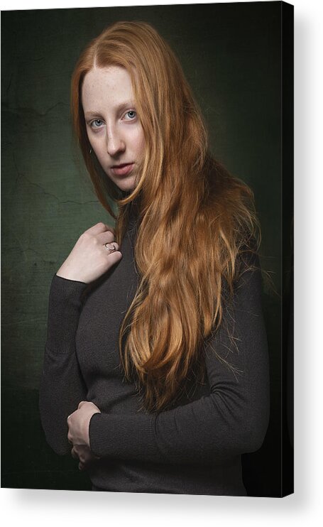 Model Acrylic Print featuring the photograph Classic Portrait Olive by Jan Slotboom