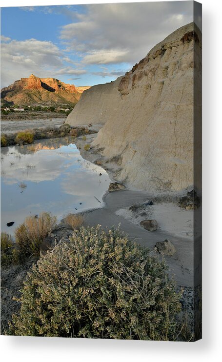 Grand Junction Acrylic Print featuring the photograph Colorado National Monument at Sunrise Reflected in Bentonite Pool by Ray Mathis