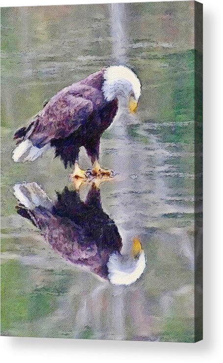 Eagle Acrylic Print featuring the digital art Contemplating the soul of America by Steve Glines