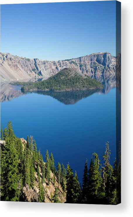 Crater Lake Acrylic Print featuring the photograph Crater Lake And Wizard Island , Crater by Danita Delimont