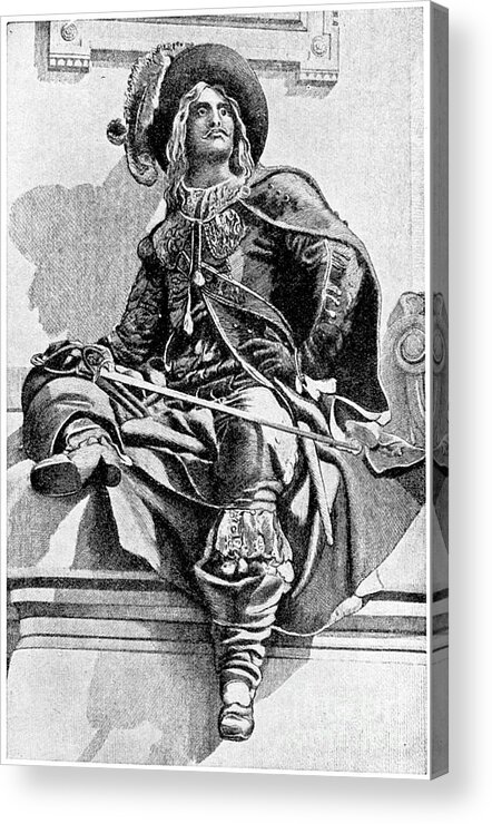 Engraving Acrylic Print featuring the drawing Dartagnan, 1923.artist Jm Dent & Co by Print Collector