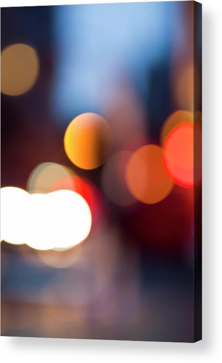 Outdoors Acrylic Print featuring the photograph Defocused View Of City Lights At Night by Johner Images