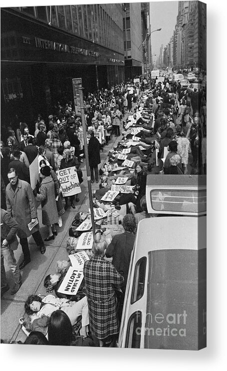 Young Men Acrylic Print featuring the photograph Demonstrators Protesting At Itt Office by Bettmann