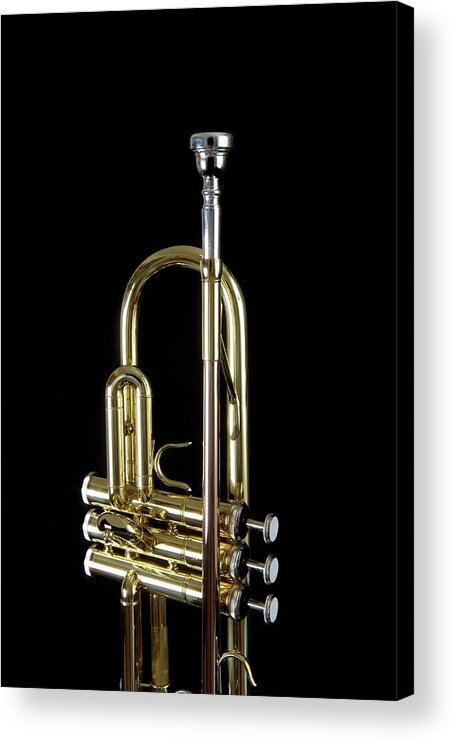 Curve Acrylic Print featuring the photograph Detail Of A Trumpet by Junior Gonzalez