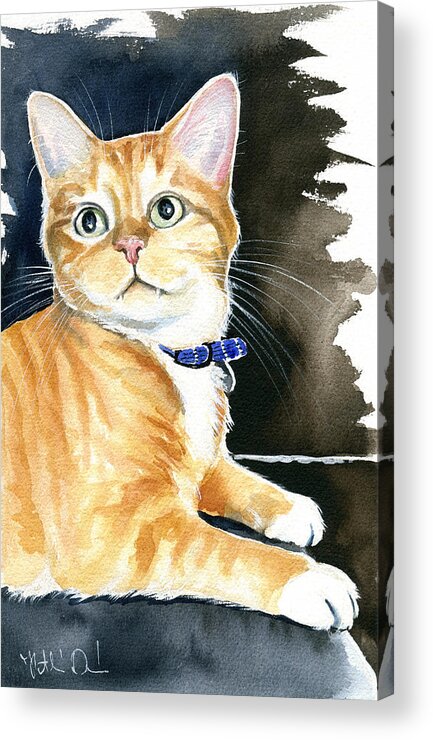 Cat Acrylic Print featuring the painting Diego Ginger Tabby Cat Painting by Dora Hathazi Mendes