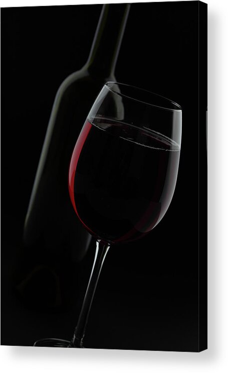 Viewpoint Acrylic Print featuring the photograph Disposed Red Wine Glass And Bottle by Manuwe