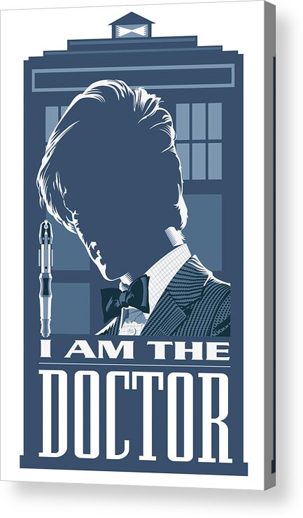 Dr. Who Acrylic Print featuring the digital art Doctor Who and the Tardis by Garth Glazier