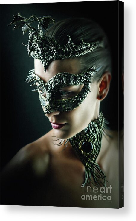 Amazing Mask Acrylic Print featuring the photograph Dragon Queen Vintage eye mask by Dimitar Hristov