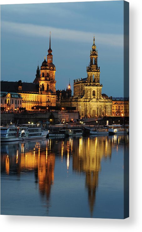 Outdoors Acrylic Print featuring the photograph Dresden Brühl`s Terrace With Hofkirche by Rolphus