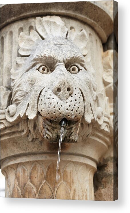 City Acrylic Print featuring the photograph Dubrovnik - Carved Detail Of Fountain by Jan Wlodarczyk