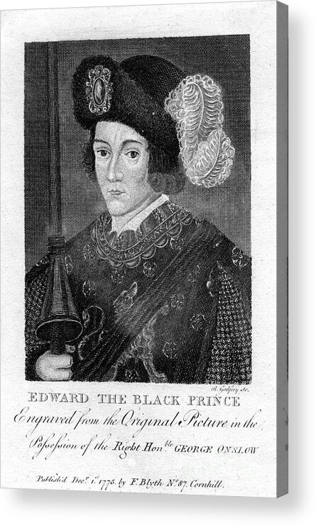 Engraving Acrylic Print featuring the drawing Edward, The Black Prince, 1775.artist by Print Collector