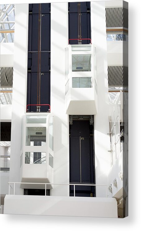 Steps Acrylic Print featuring the photograph Elevator Inside A Office by Blurra