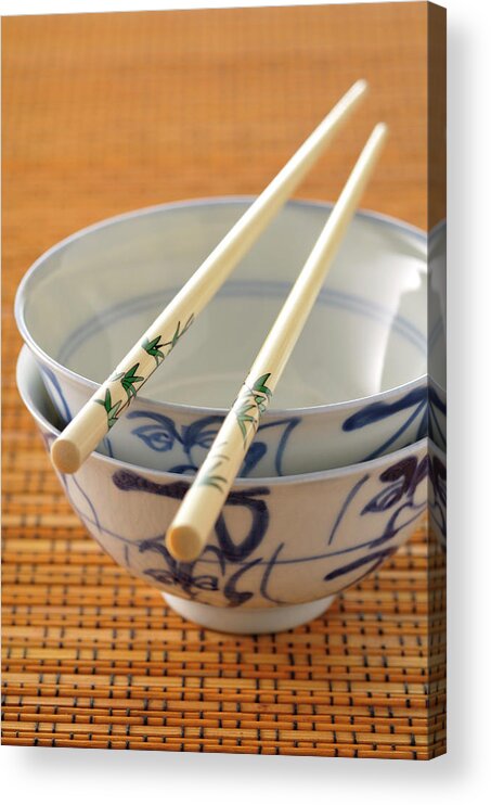 Chinese Culture Acrylic Print featuring the photograph Empty Chinese Bowl And Chopsticks by Riou