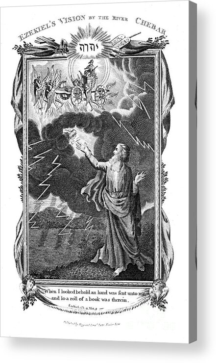 Engraving Acrylic Print featuring the drawing Ezekiels Vision Of A Chariot In The Sky by Print Collector