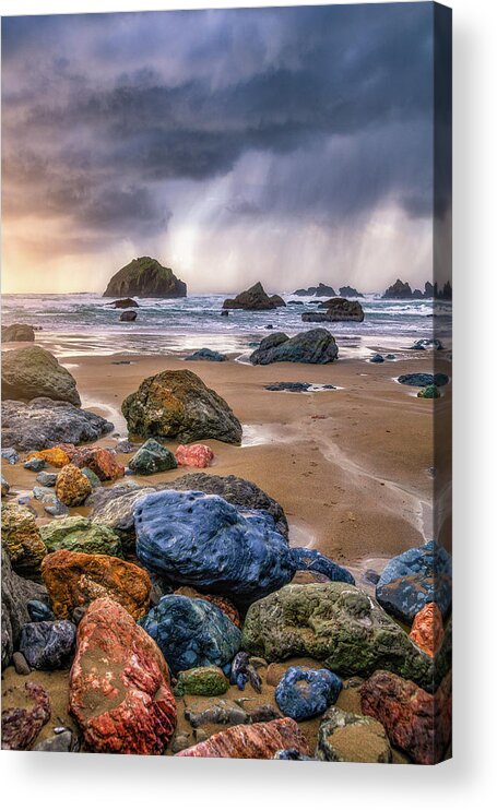 Oregon Acrylic Print featuring the photograph Face Rock Storm by Darren White