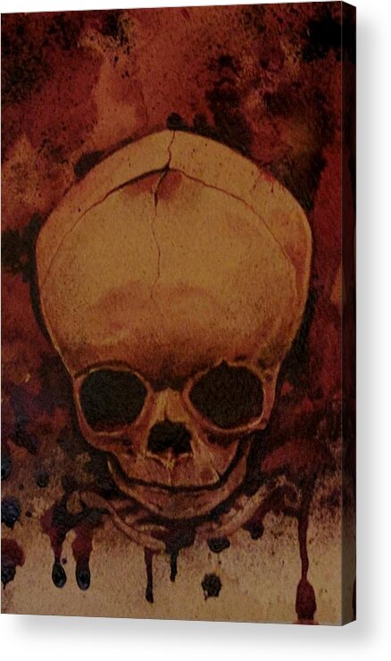Ryan Almighty Acrylic Print featuring the painting Fetus Skeleton #2 by Ryan Almighty