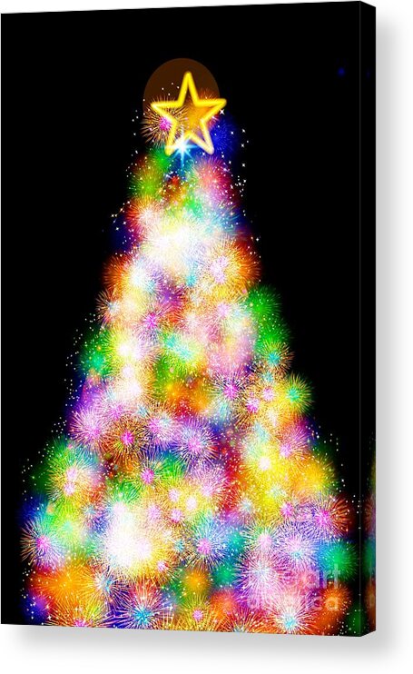 Christmas Acrylic Print featuring the digital art Fiber Optic Christmas Tree by Rachel Hannah
