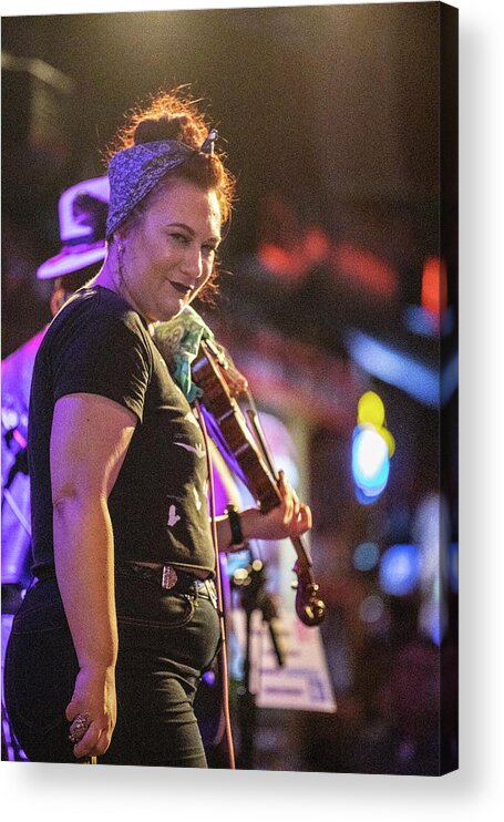 Nashville Tennessee Acrylic Print featuring the photograph Fiddle Musician Nashville TN by John McGraw