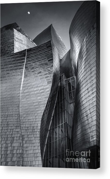 Guggenheim Acrylic Print featuring the photograph Flames Of Sunlight, Monochrome by Philip Preston