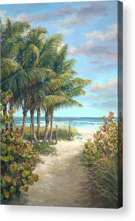 Beach Landscapes Acrylic Print featuring the painting Fort Myers Beach Walk by Laurie Snow Hein