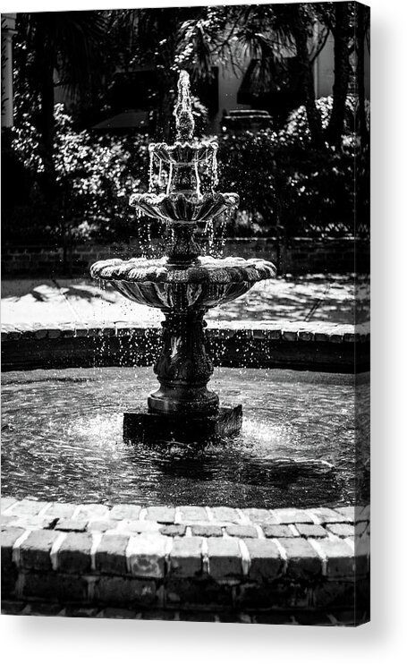 Water Acrylic Print featuring the photograph Fountain B W by Susie Weaver