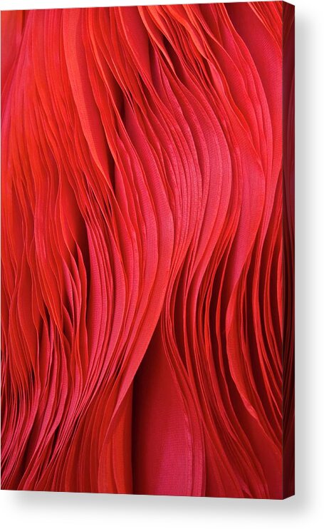 Full Frame Acrylic Print featuring the photograph Full Frame Red Fabric by Gerard Hermand
