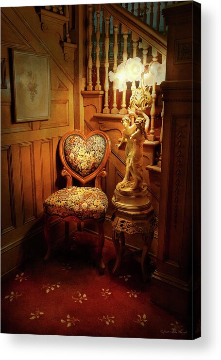 Heart Acrylic Print featuring the photograph Furniture - Chair - Waiting for love by Mike Savad