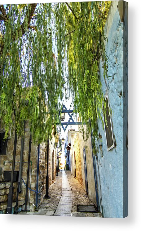 Star Of David Acrylic Print featuring the photograph Galilee old city alley way by Alon Mandel