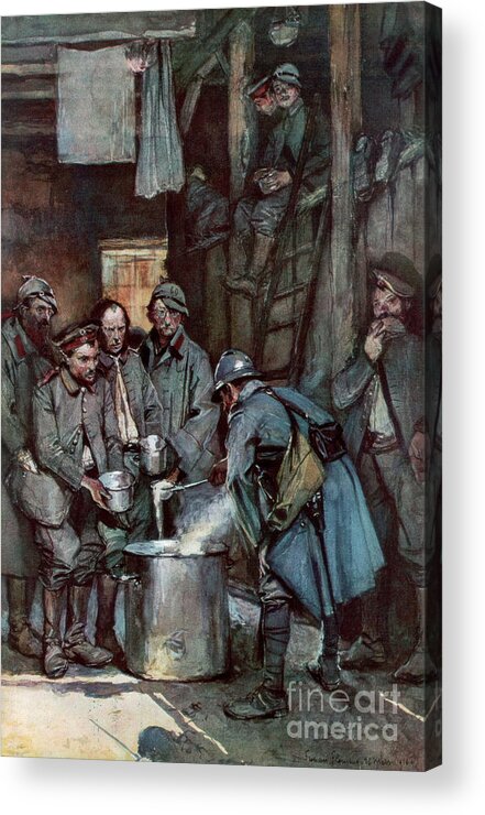 People Acrylic Print featuring the drawing German Prisoners In Souville, Verdun by Print Collector