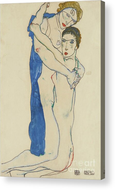 1910-1919 Acrylic Print featuring the drawing Girlfriend Pink-blue 1913 by Heritage Images
