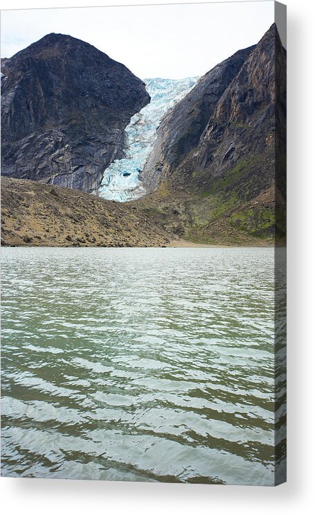 Eco Tourism Acrylic Print featuring the photograph Glacier With River Of Meltwater In The by Jupiterimages