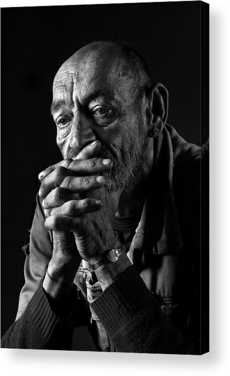 Portrait Acrylic Print featuring the photograph Homeless Man by Laetitia Kenny