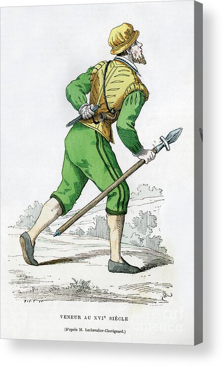 Engraving Acrylic Print featuring the drawing Huntsman, 16th Century 1882-1884 by Print Collector