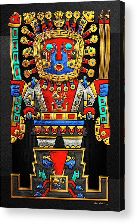 Treasures Of Pre-columbian America’ Collection By Serge Averbukh Acrylic Print featuring the digital art Incan Gods - The Great Creator Viracocha on Black Canvas by Serge Averbukh