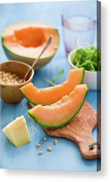 Spoon Acrylic Print featuring the photograph Ingredients For Melon Salad by Verdina Anna