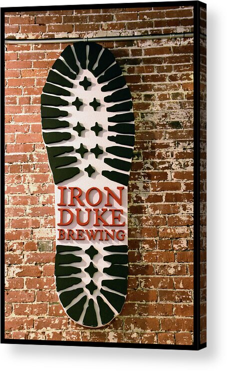 Iron Acrylic Print featuring the photograph Iron Duke Brewing Logo by Mike Martin