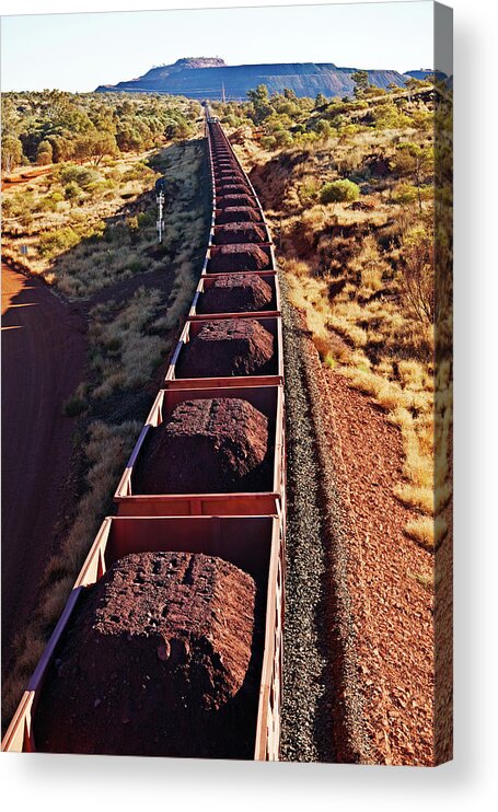 Scenics Acrylic Print featuring the photograph Iron Ore Train, Newman,w.australia by John W Banagan