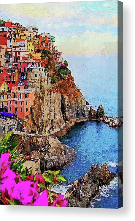 Italian Landscape Acrylic Print featuring the painting Italy, Cinque Terre - 02 by AM FineArtPrints