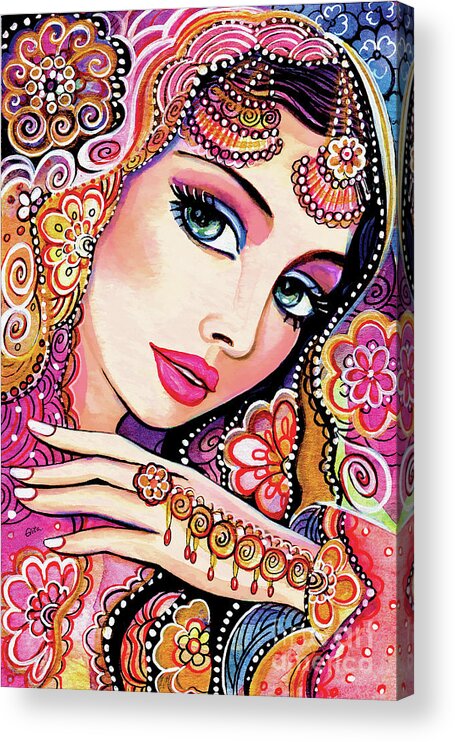 Indian Woman Acrylic Print featuring the painting Kumari by Eva Campbell