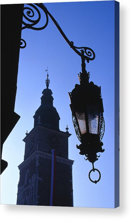 Outdoors Acrylic Print featuring the photograph Lamp Post With Town Hall Tower Wieza by Lonely Planet