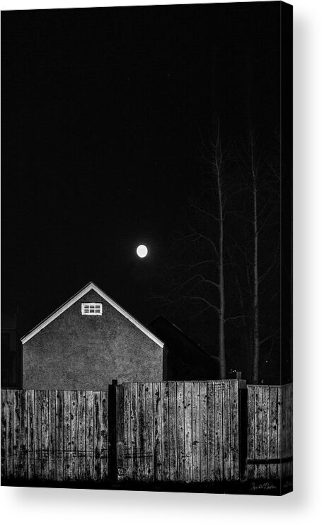 Moon And Building Acrylic Print featuring the photograph Let's Dance by Sandra Dalton