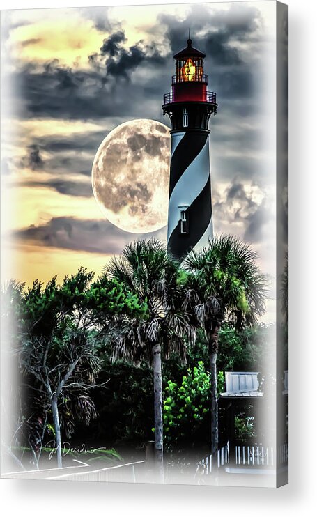 St Augustine Acrylic Print featuring the photograph Lighthouse Moon by Joseph Desiderio