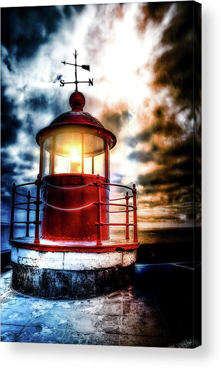 Farol Acrylic Print featuring the photograph Lighthouse on a stormy sky by Micah Offman