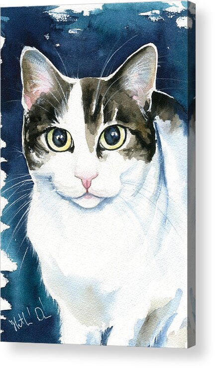 Cat Acrylic Print featuring the painting Lindy Cat Painting by Dora Hathazi Mendes