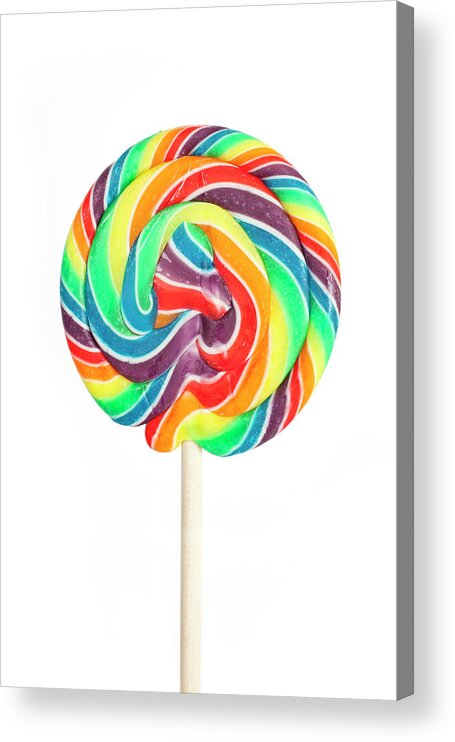 White Background Acrylic Print featuring the photograph Lollipop by Carolyn Woodcock