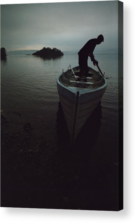People Acrylic Print featuring the photograph Lone Rower At Shore by Epics