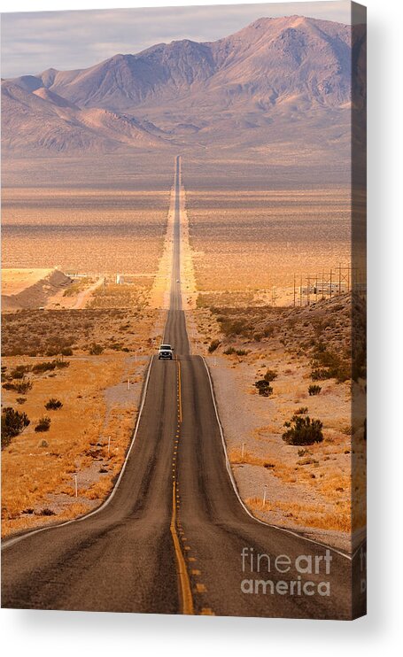 Southwest Acrylic Print featuring the photograph Long Desert Highway Leading Into Death by Nagel Photography