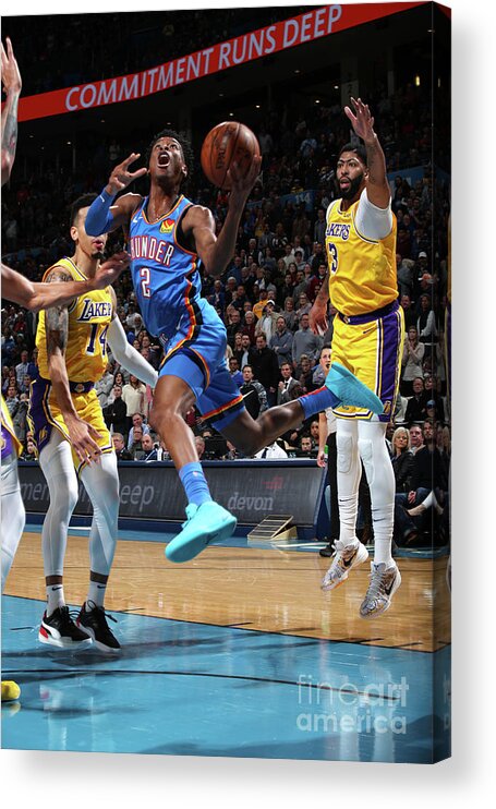 Shai Gilgeous-alexander Acrylic Print featuring the photograph Los Angeles Lakers Vs Oklahoma City by Zach Beeker